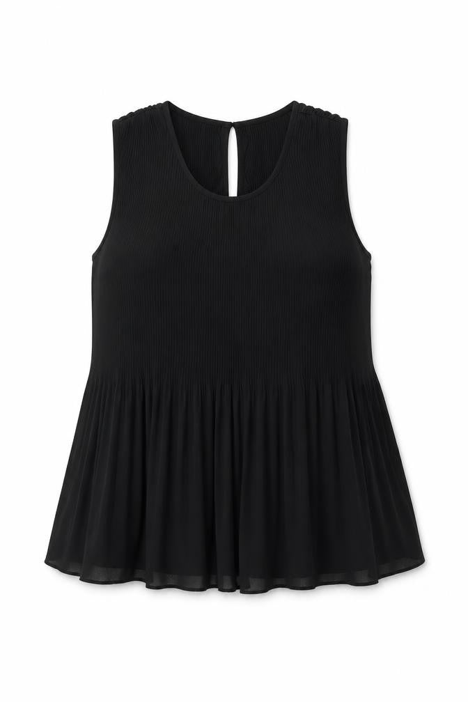 Hilary Radley Womens Black Polyester Blouse Size M Round Neck