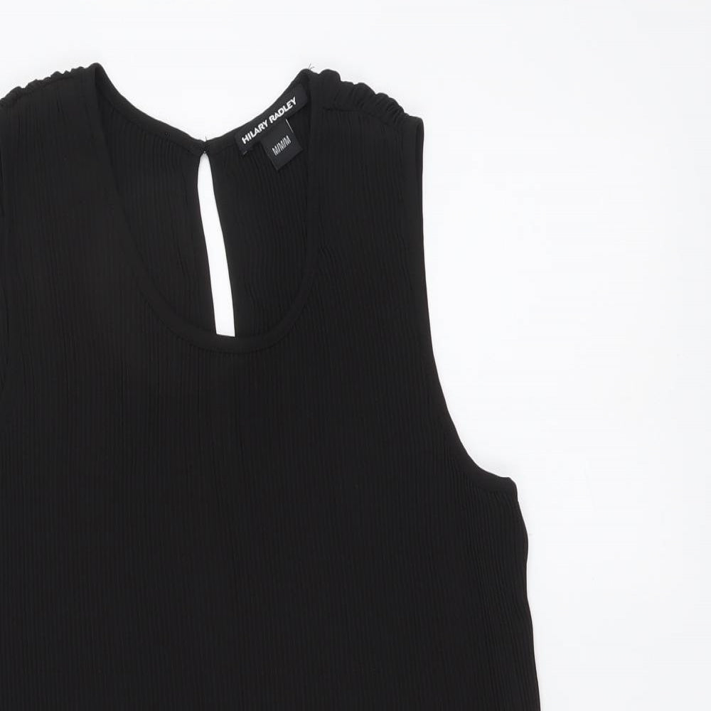 Hilary Radley Womens Black Polyester Blouse Size M Round Neck