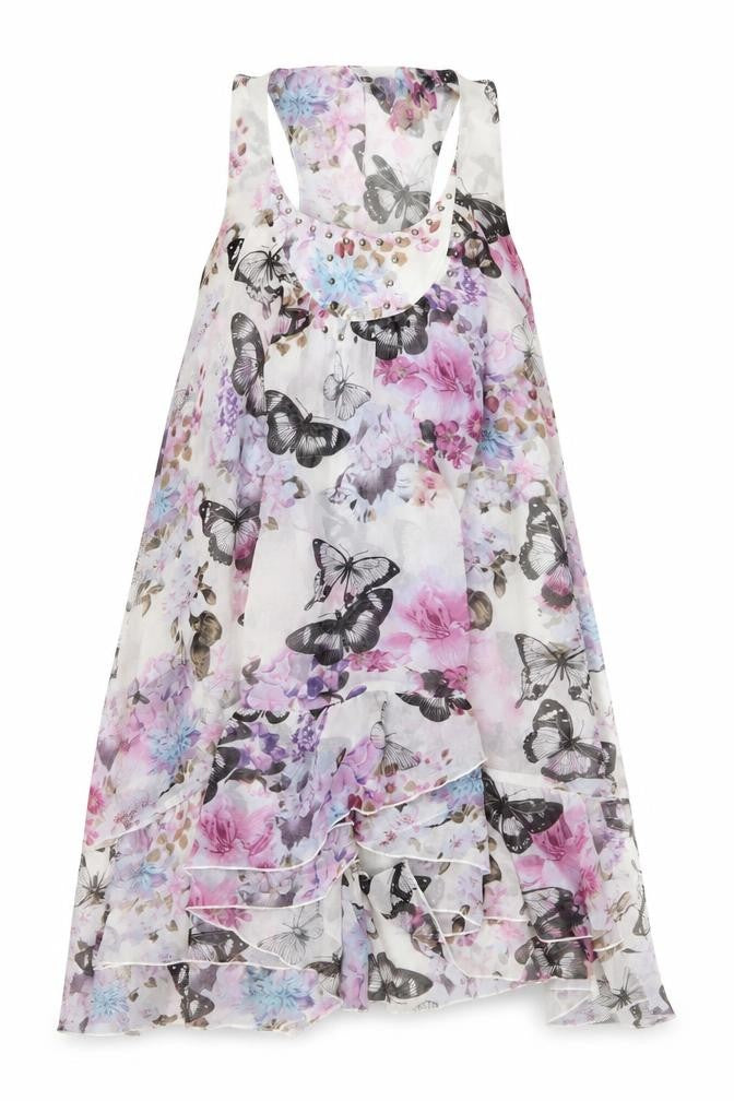 Lipsy Womens Multicoloured Floral Polyester A-Line Size 10 Round Neck Pullover - Butterflies