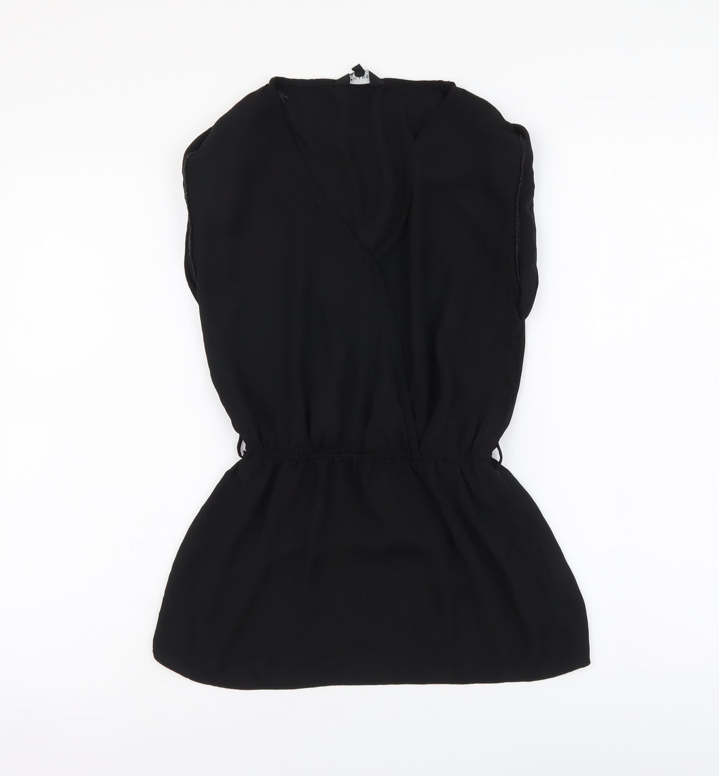 New Look Womens Black Polyester Basic Blouse Size 8 V-Neck
