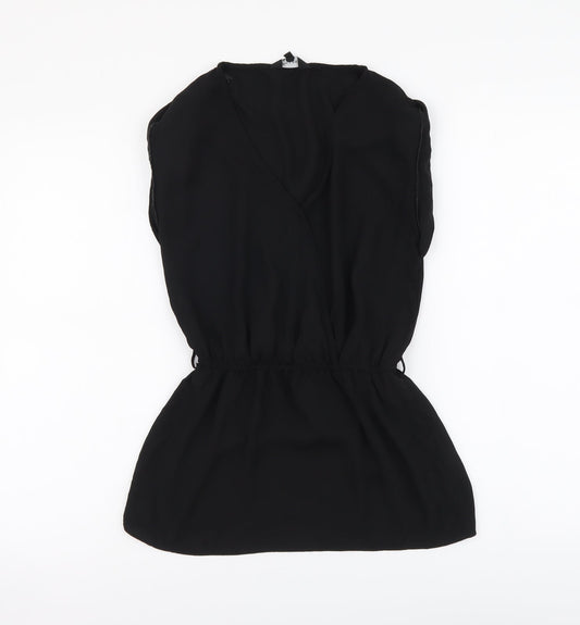 New Look Womens Black Polyester Basic Blouse Size 8 V-Neck