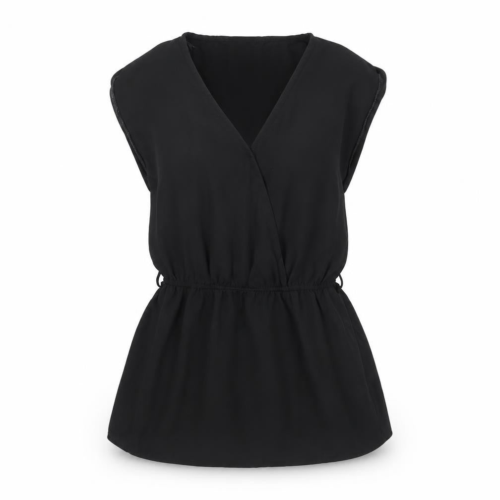 New Look Womens Black Polyester Basic Blouse Size 8 V-Neck