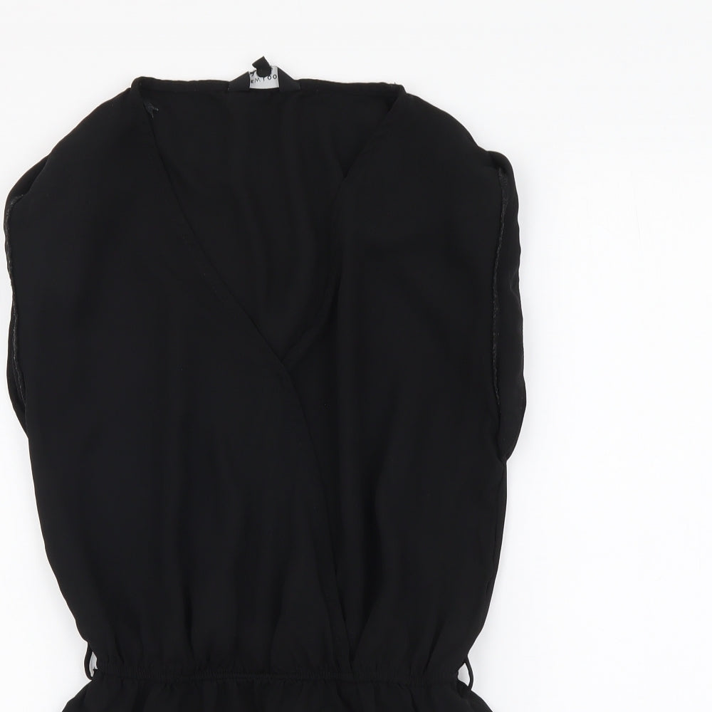 New Look Womens Black Polyester Basic Blouse Size 8 V-Neck