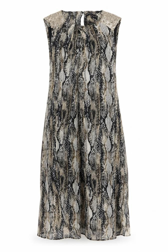 Dorothy Perkins Womens Beige Animal Print Polyester A-Line Size 10 Round Neck Pullover - Snake pattern