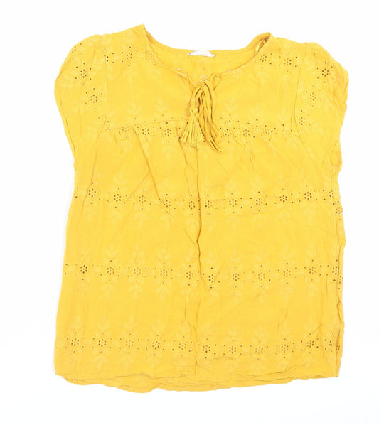 Matalan Womens Yellow Viscose Basic T-Shirt Size 10 Boat Neck