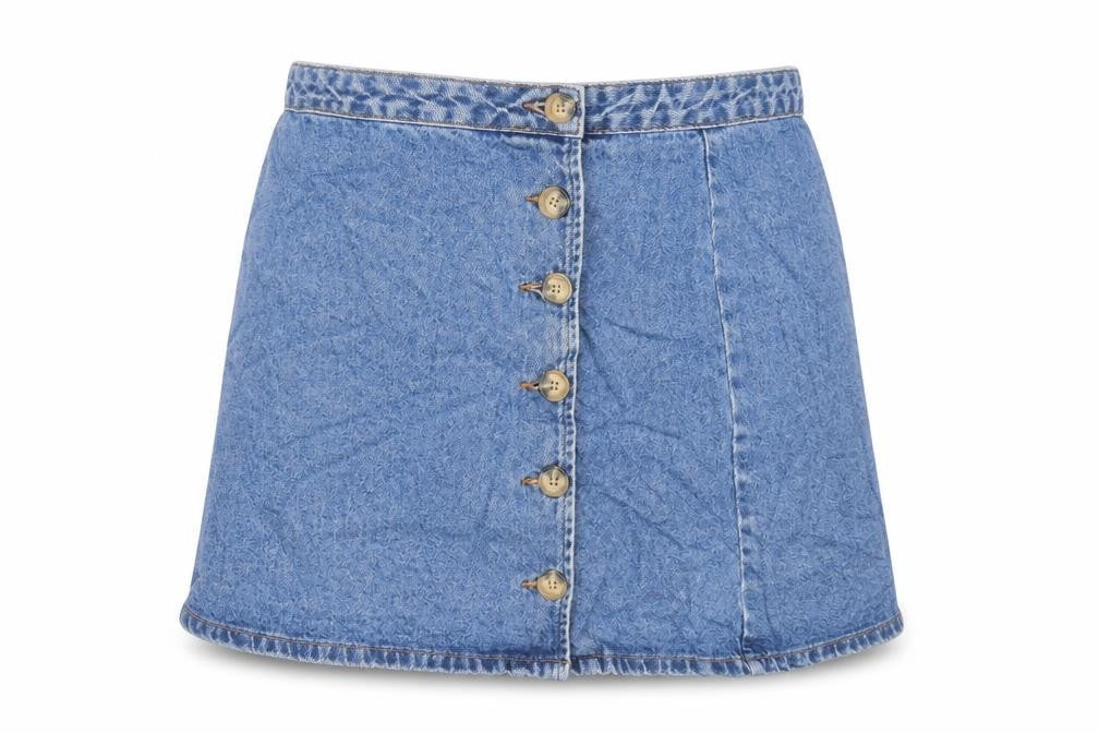 ASOS Womens Blue Cotton A-Line Skirt Size 20 Button