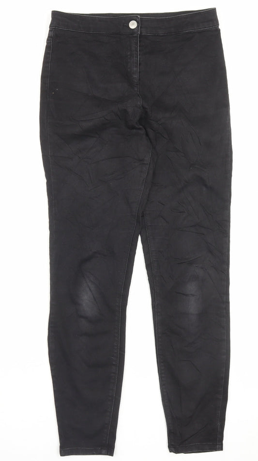 Papaya Womens Black Cotton Skinny Jeans Size 10 L28 in Regular Button