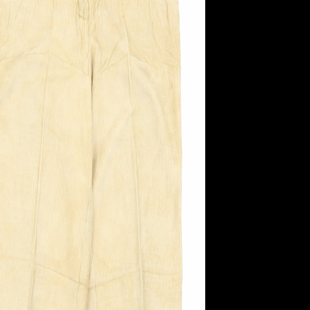 Preworn Womens Yellow Polyester Trousers Size 12 L28 in Regular Button