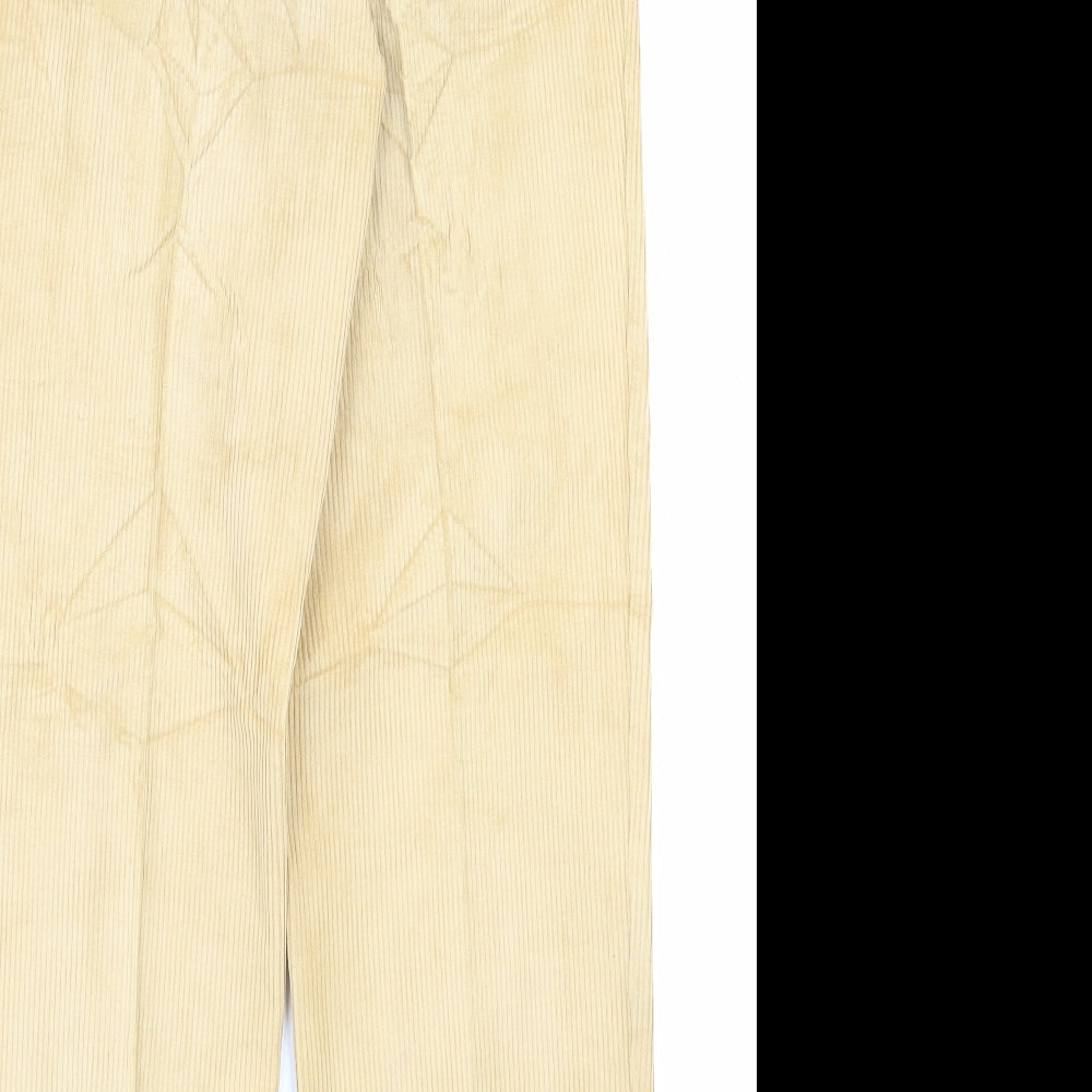 Preworn Womens Yellow Polyester Trousers Size 12 L28 in Regular Button