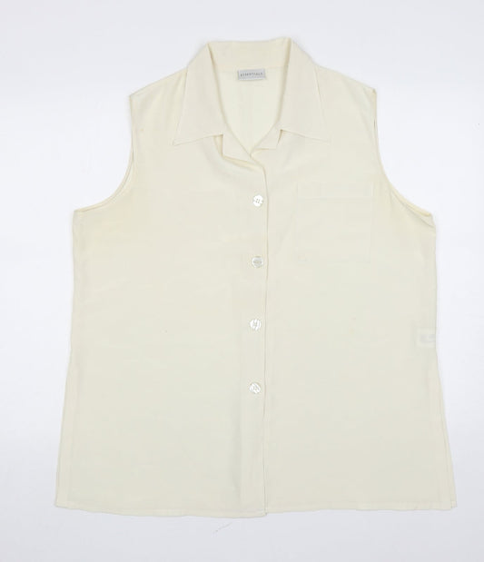 Essentials Womens Ivory Polyester Basic Button-Up Size 18 Collared