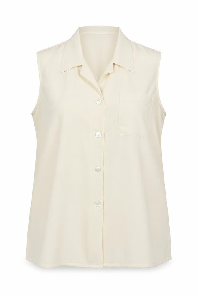Essentials Womens Ivory Polyester Basic Button-Up Size 18 Collared