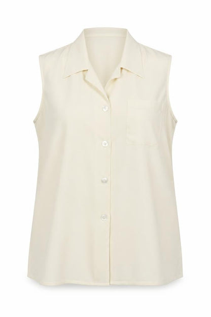 Essentials Womens Ivory Polyester Basic Button-Up Size 18 Collared