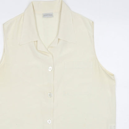 Essentials Womens Ivory Polyester Basic Button-Up Size 18 Collared