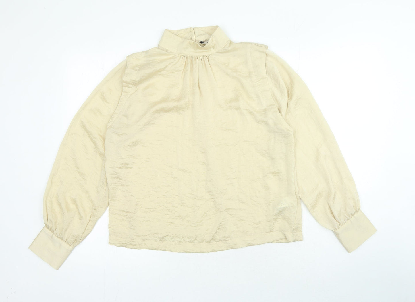 NEXT Womens Beige Polyester Basic Blouse Size 8 High Neck