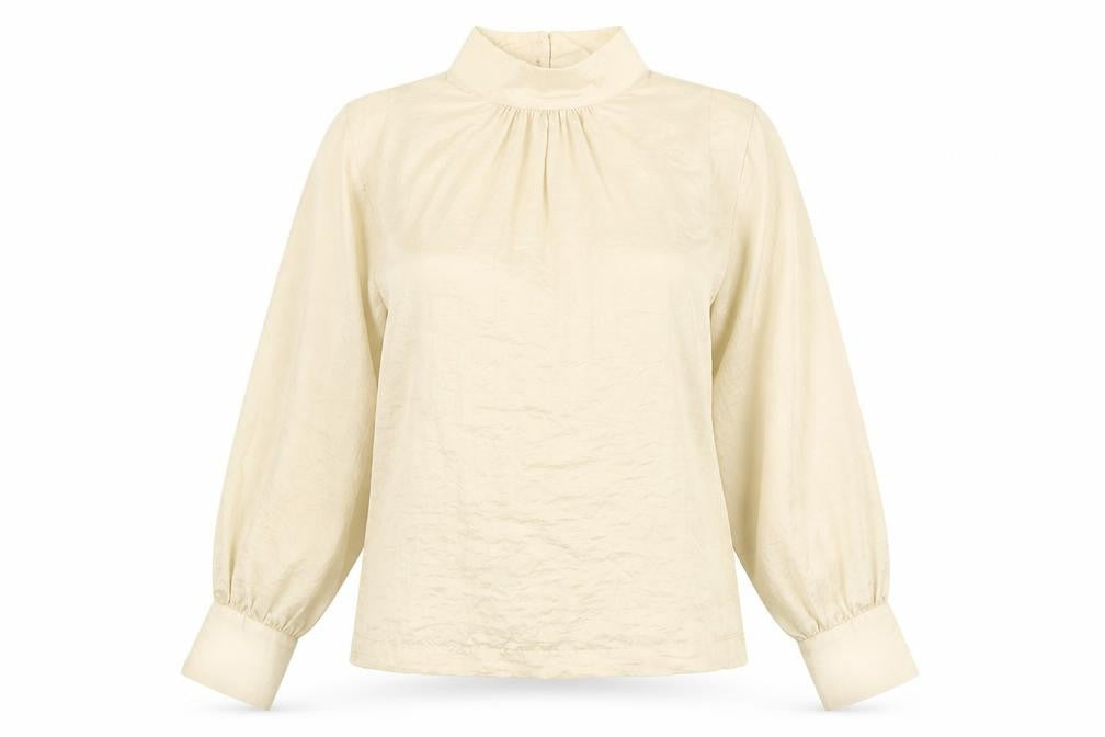 NEXT Womens Beige Polyester Basic Blouse Size 8 High Neck