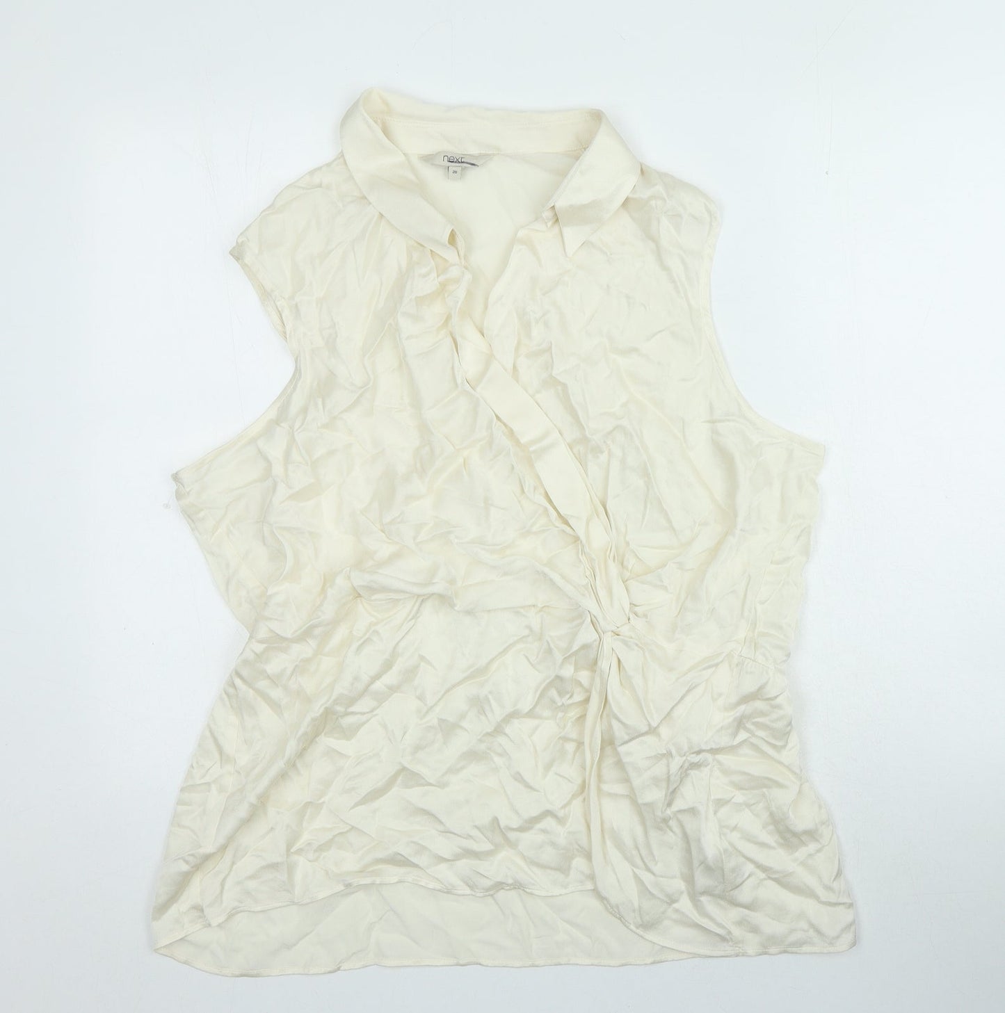NEXT Womens Ivory Viscose Basic Blouse Size 20 V-Neck