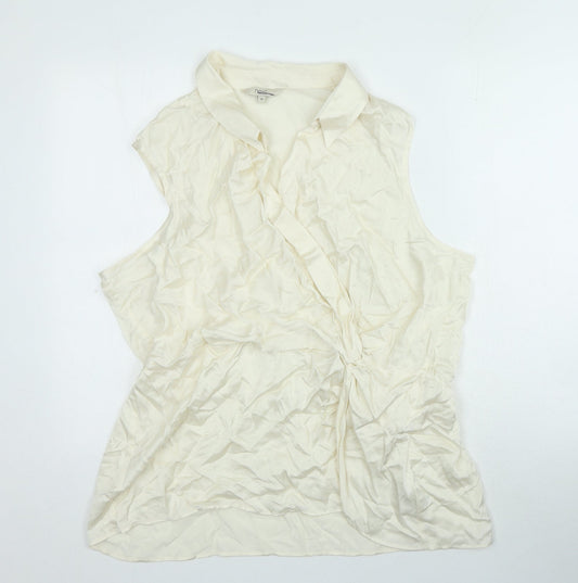 NEXT Womens Ivory Viscose Basic Blouse Size 20 V-Neck
