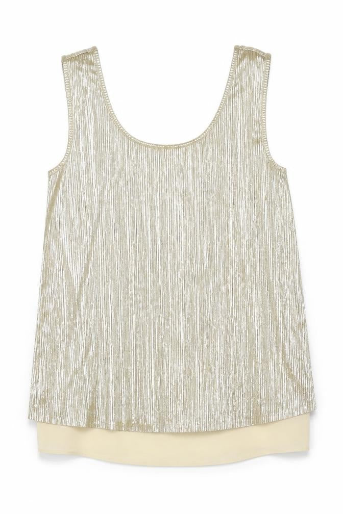 TU Womens Gold Polyester Basic Tank Size 8 Scoop Neck