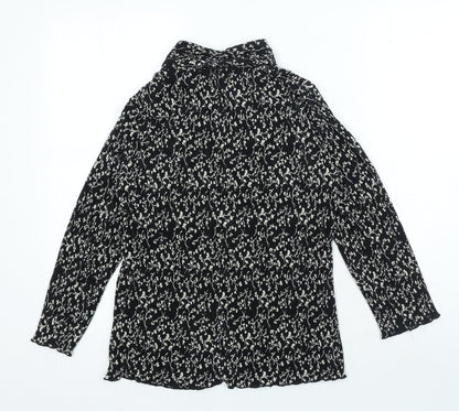 Profile Womens Black Floral Polyester Basic Button-Up Size 10 Collared