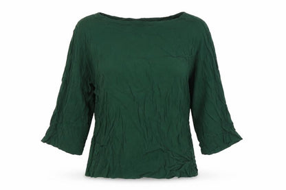 H&M Womens Green Viscose Basic Blouse Size 8 Boat Neck