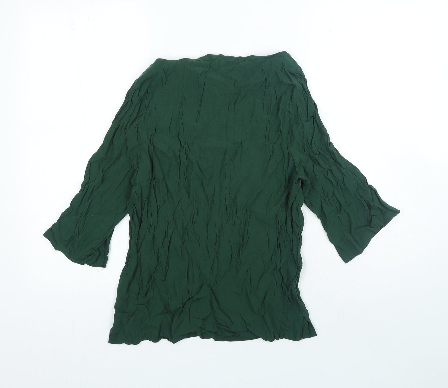 H&M Womens Green Viscose Basic Blouse Size 8 Boat Neck