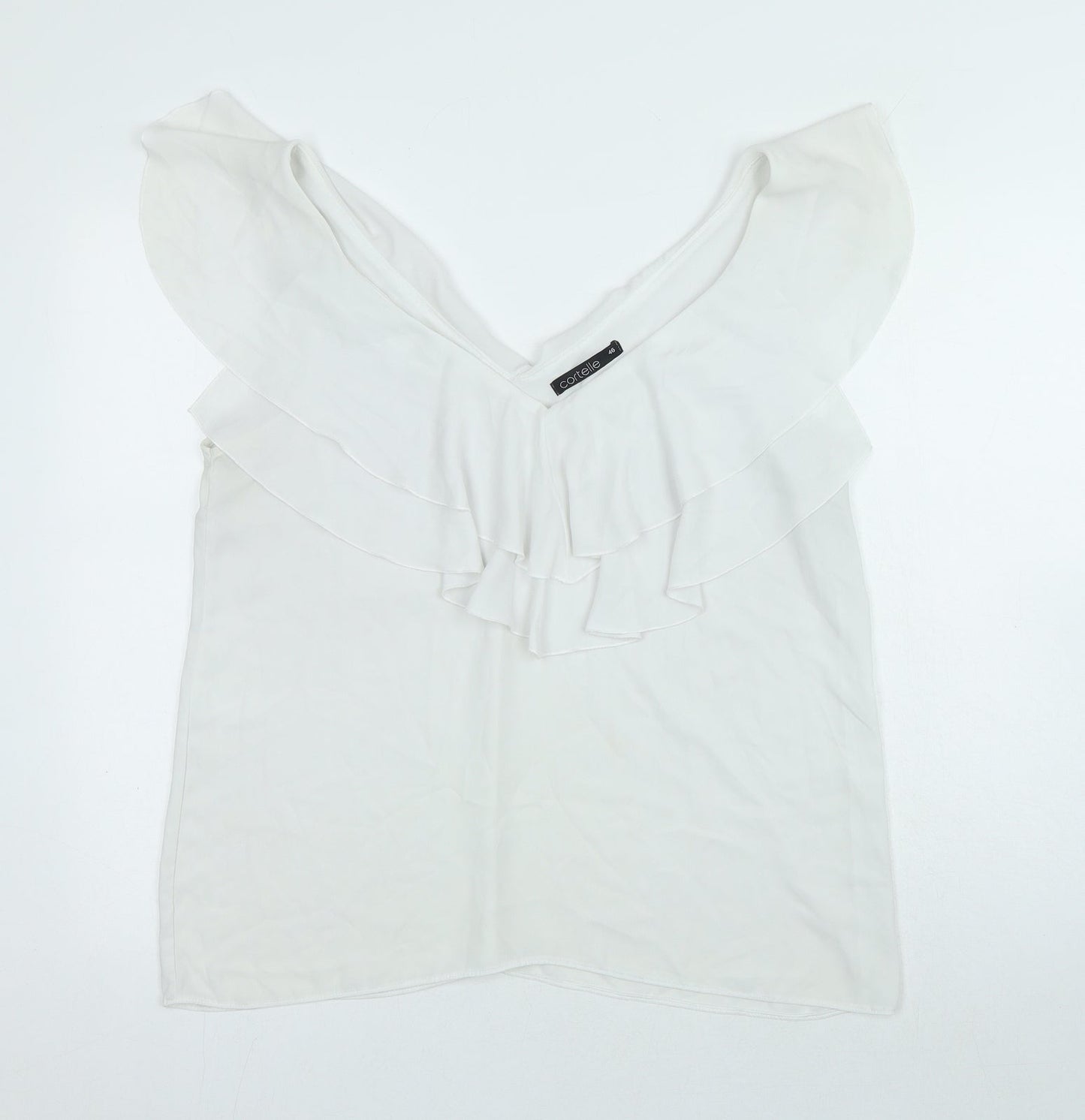 CORTELLE Womens White Polyester Basic Tank Size 18 V-Neck