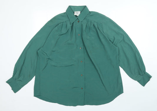 The J on D Collection Womens Green Polyester Basic Button-Up Size 14 Collared