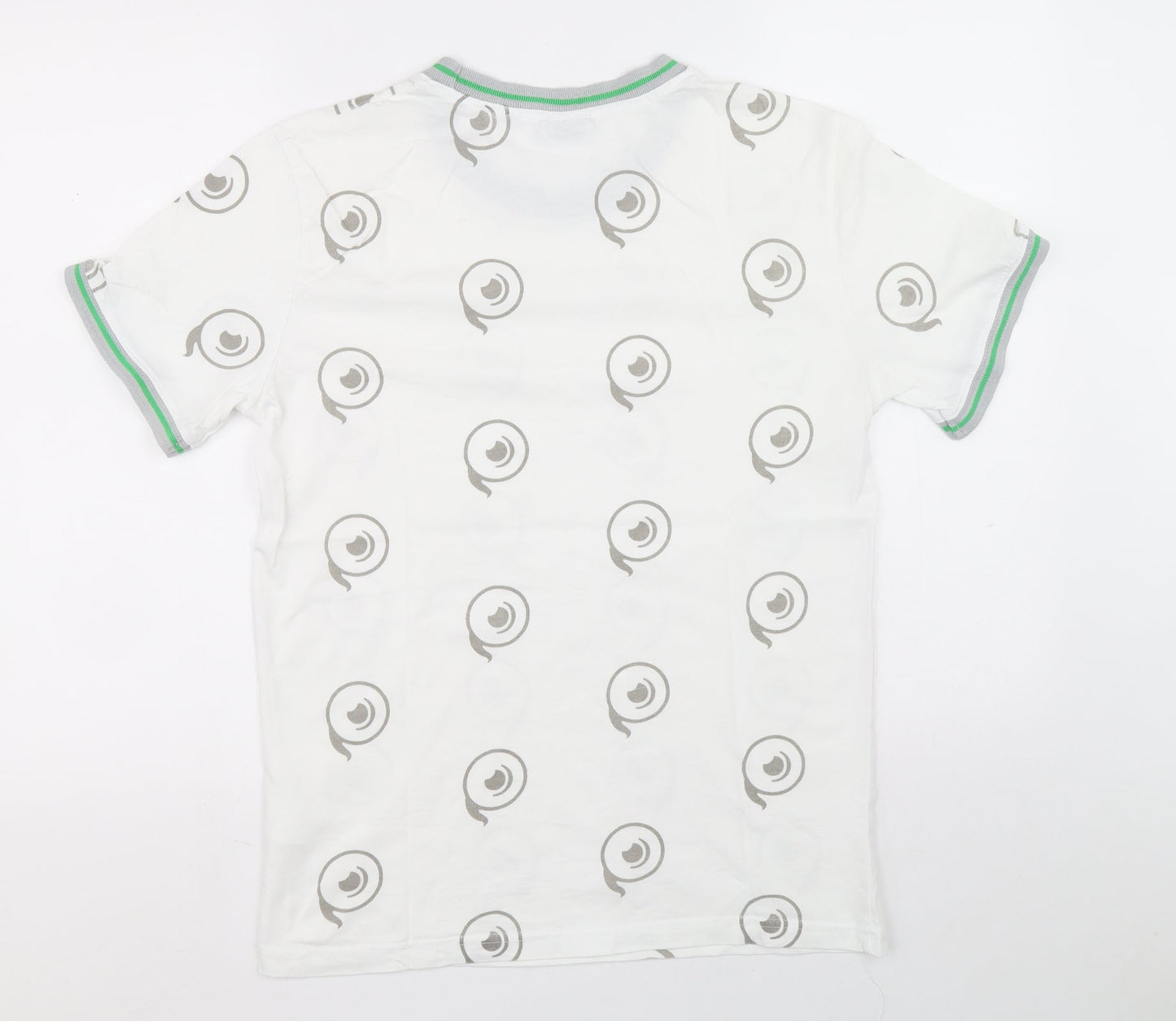 Fanfiber Mens Yellow Geometric Cotton T-Shirt Size M Crew Neck - Circular design