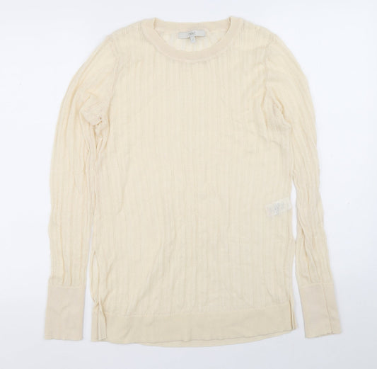 NEXT Womens Beige Round Neck Viscose Pullover Jumper Size 12