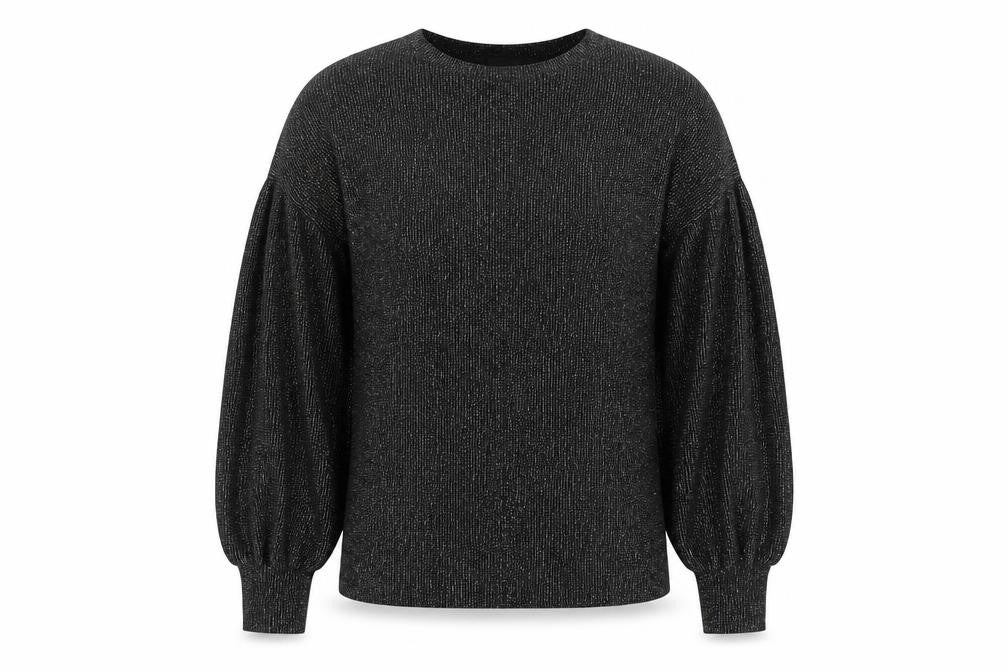 River Island Womens Black Round Neck Polyester Pullover Jumper Size S - Voluminous Sleeves