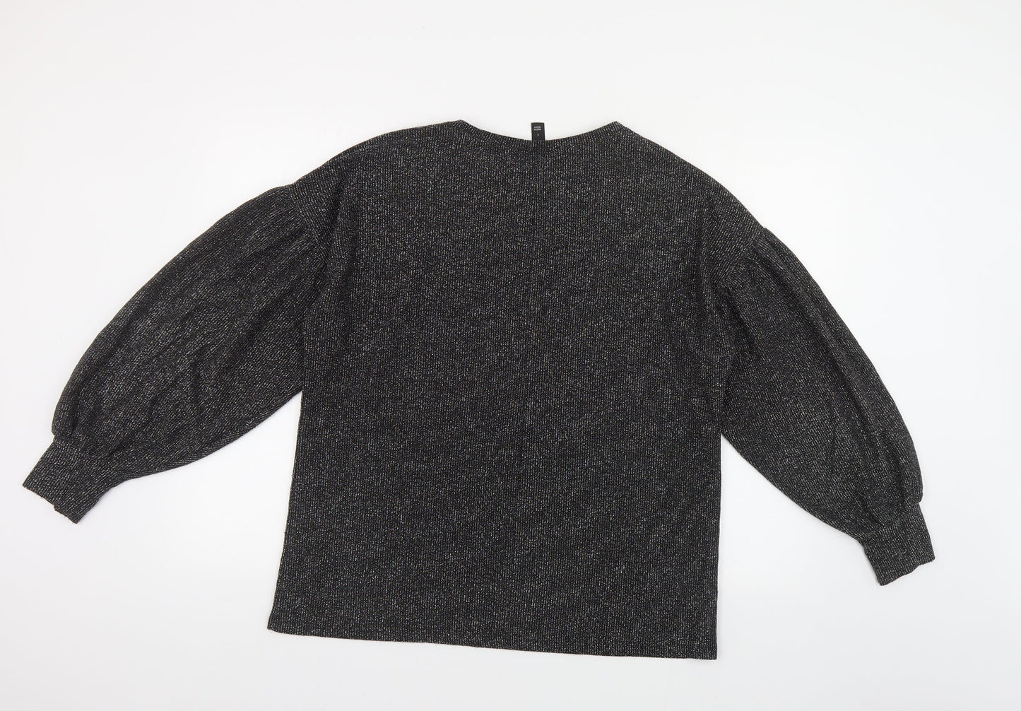 River Island Womens Black Round Neck Polyester Pullover Jumper Size S - Voluminous Sleeves
