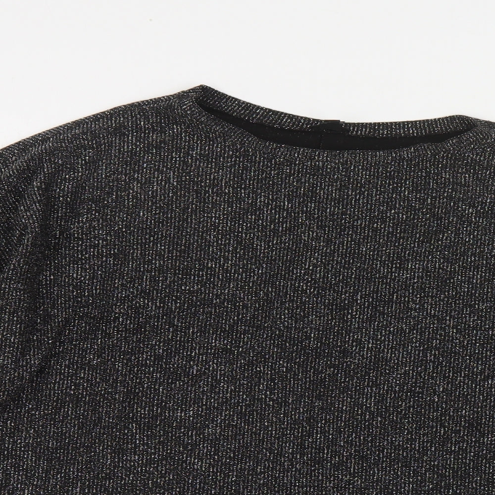 River Island Womens Black Round Neck Polyester Pullover Jumper Size S - Voluminous Sleeves