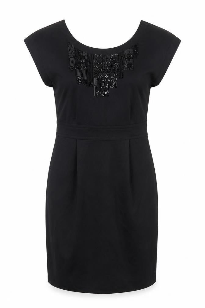 Marks & Spencer Womens Black Polyester Pencil Dress Size 8 Round Neck Zip
