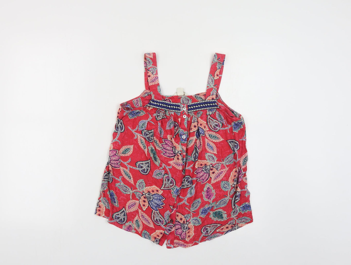 Monsoon Womens Red Paisley Viscose Basic Tank Size 8 Square Neck