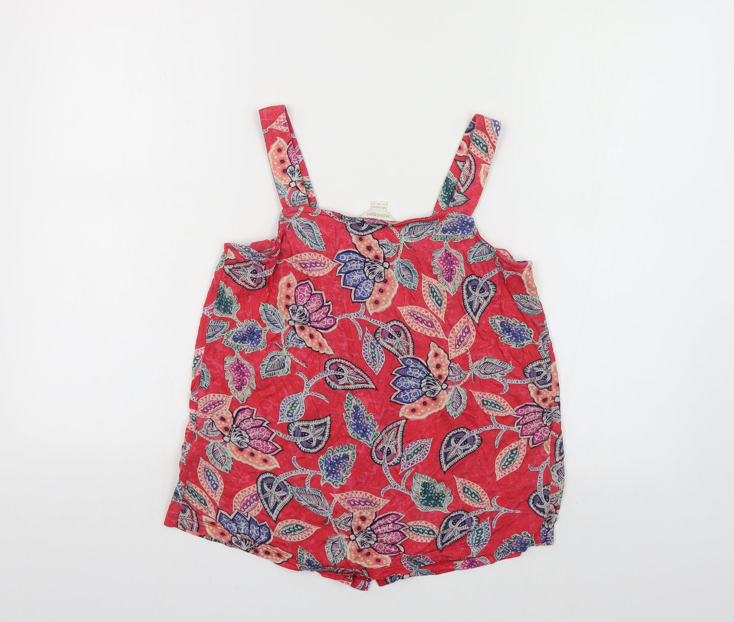 Monsoon Womens Red Paisley Viscose Basic Tank Size 8 Square Neck