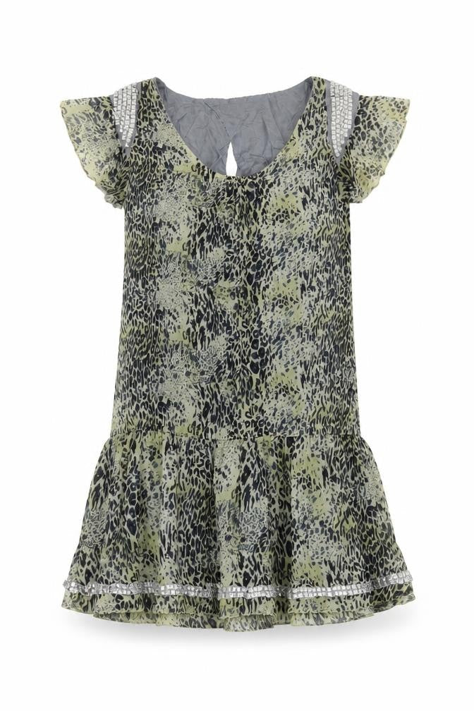 Prophecy Womens Green Animal Print Polyester Sheath Size 14 Scoop Neck Pullover