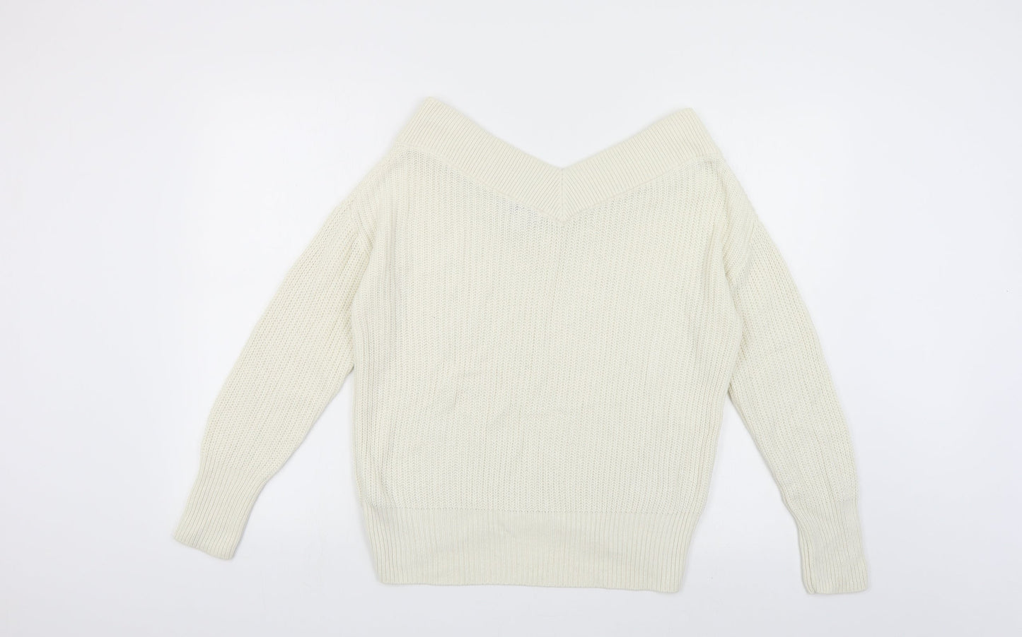 Topshop Womens Ivory V-Neck Acrylic Shrug Jumper Size 8