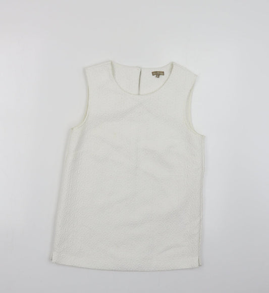 M&Co Womens White Polyester Basic Tank Size 8 Round Neck - Textured