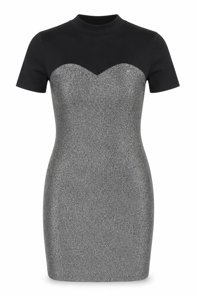 Noisy may Womens Silver Polyester Bodycon Size M High Neck Pullover