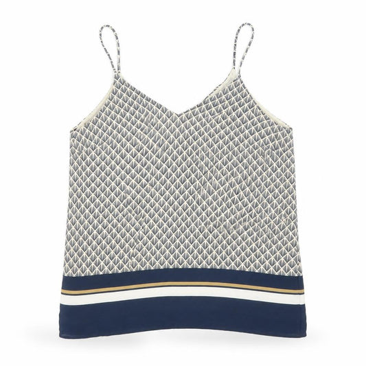 H&M Womens Blue Geometric Polyester Camisole Tank Size 8 V-Neck