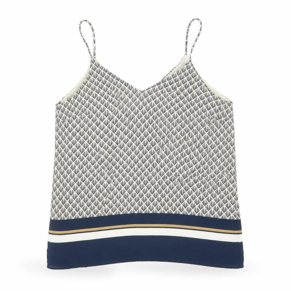 H&M Womens Blue Geometric Polyester Camisole Tank Size 8 V-Neck