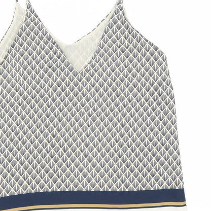 H&M Womens Blue Geometric Polyester Camisole Tank Size 8 V-Neck