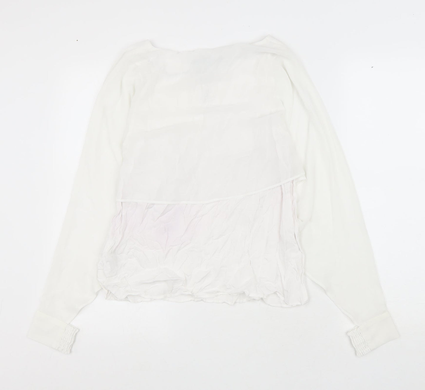 Zara Womens White Polyester Basic Blouse Size M Boat Neck
