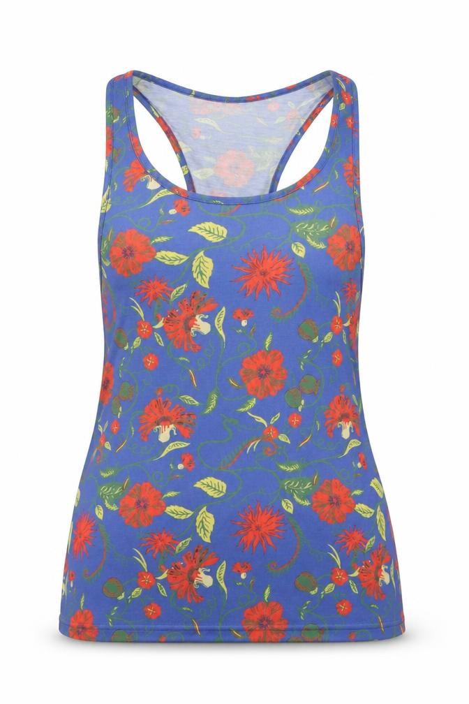 Night Addict Womens Blue Floral Polyester Basic Tank Size XS Scoop Neck
