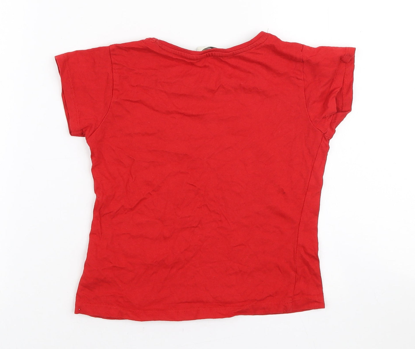 Miss Evie Girls Red Cotton Basic T-Shirt Size 6-7 Years Round Neck Pullover - Wales