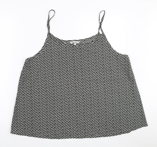 Peacocks Womens Black Geometric Polyester Camisole Tank Size 20 Scoop Neck