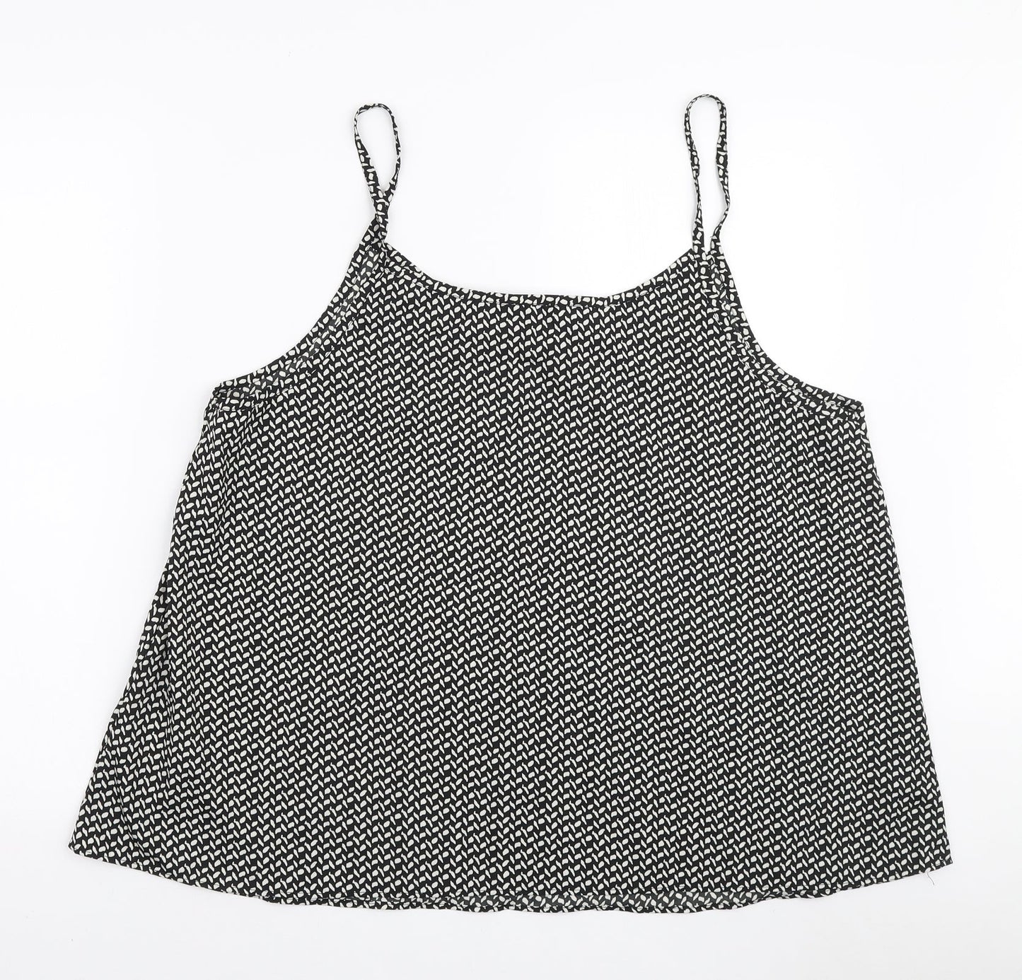 Peacocks Womens Black Geometric Polyester Camisole Tank Size 20 Scoop Neck
