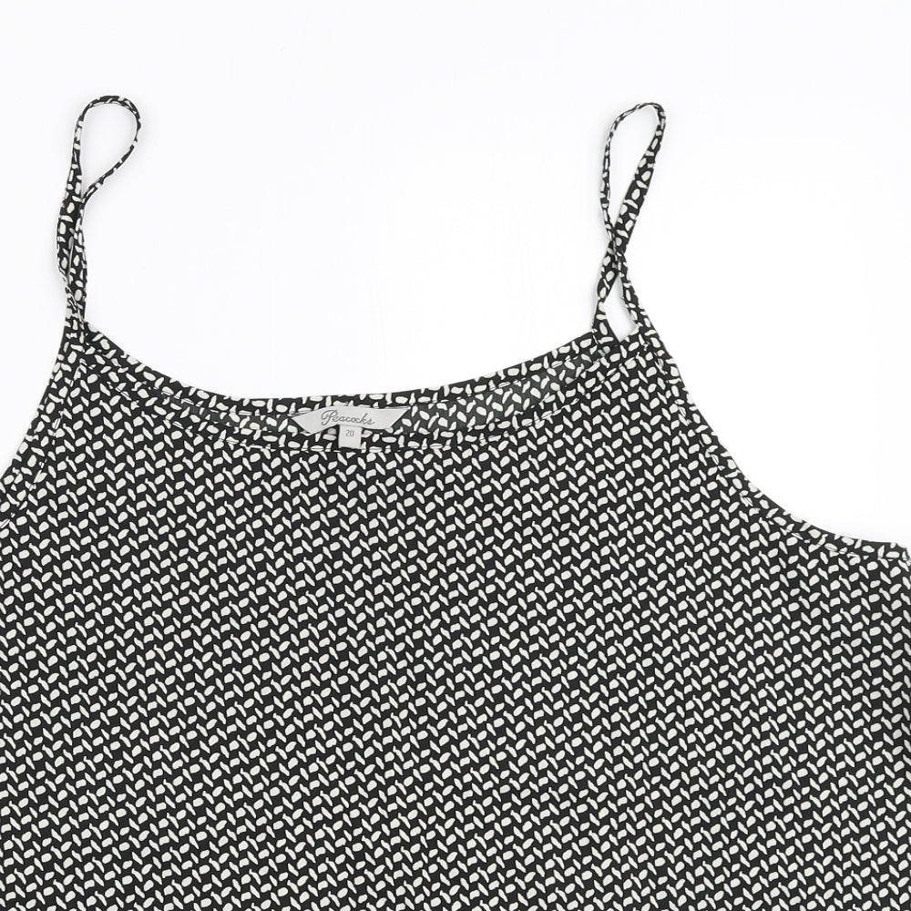 Peacocks Womens Black Geometric Polyester Camisole Tank Size 20 Scoop Neck