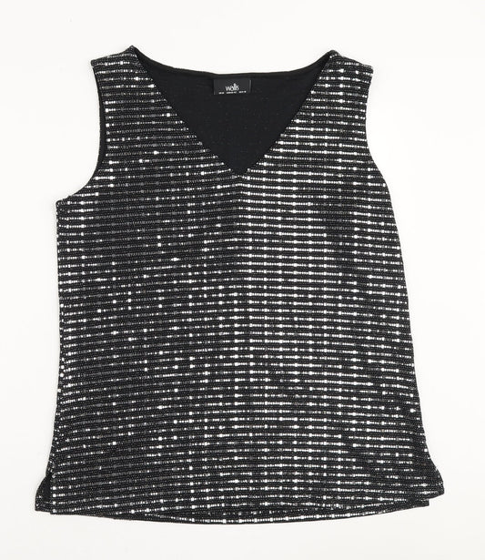 Wallis Womens Black Nylon Basic Tank Size M V-Neck