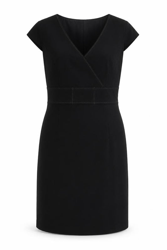 Marks and Spencer Womens Black Polyester A-Line Size 10 V-Neck Zip